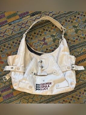 Y2K vintage George Gina & Lucy Cream Shoulder Bag with Silver Hardware